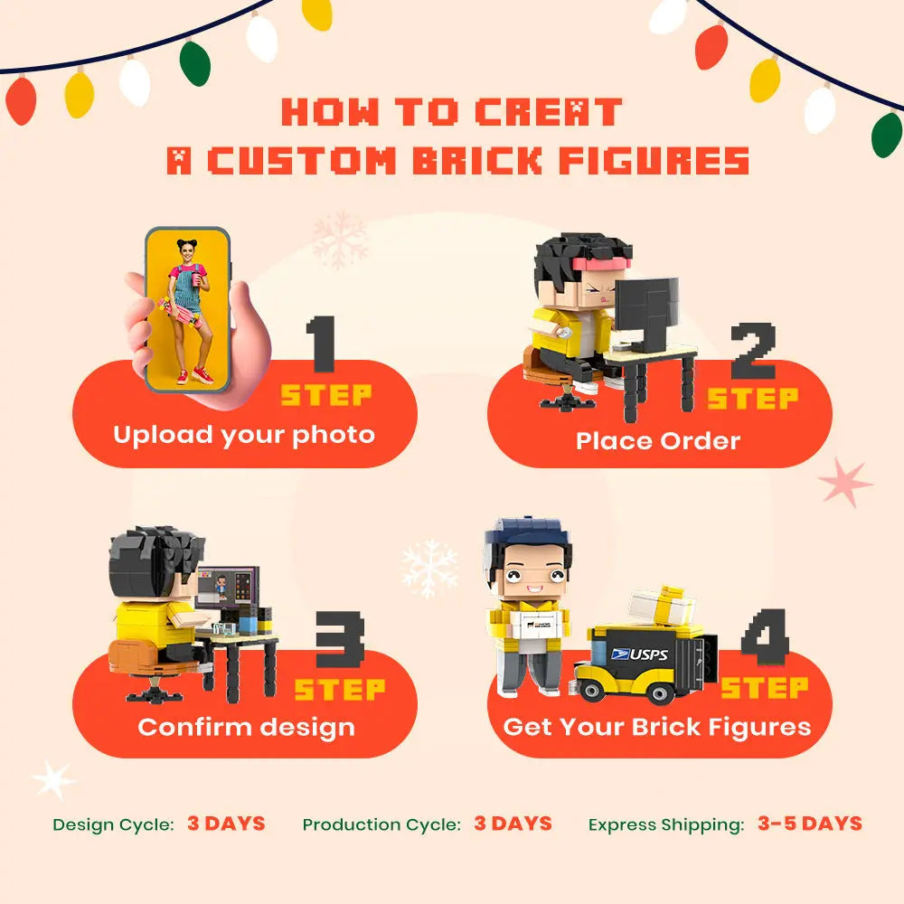 Custom Full-Body Brick Figures – 1 Person – Women’s Plaid Shirt