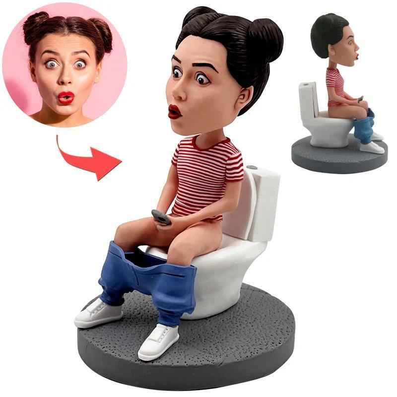 The Woman On The Toilet Custom Bobblehead With Engraved Text