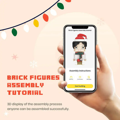 Gepersonaliseerde MadeMine brick figures van twee mensen met hond, volledig aanpasbaar, ideaal als cadeau, gedetailleerde miniatuurfiguren
