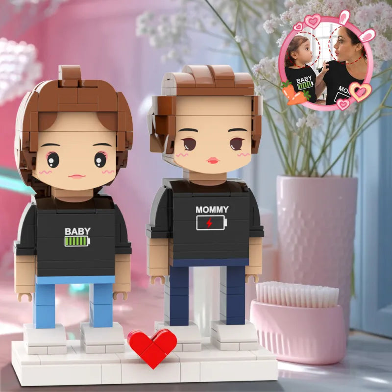 Persoonlijk cadeau met mini brick set van MadeMine, Mommy & Me Edition, geschikt voor moeder en kind, kleurrijk en speels design