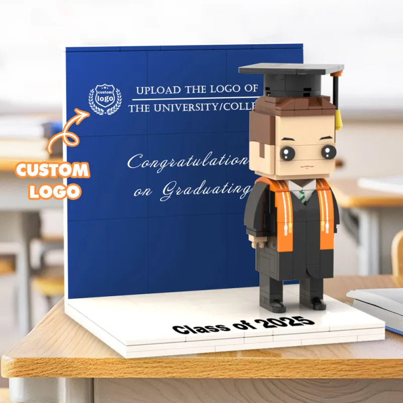 Custom Full-Body Brick Figure with Logo – 1 Person Display Panel