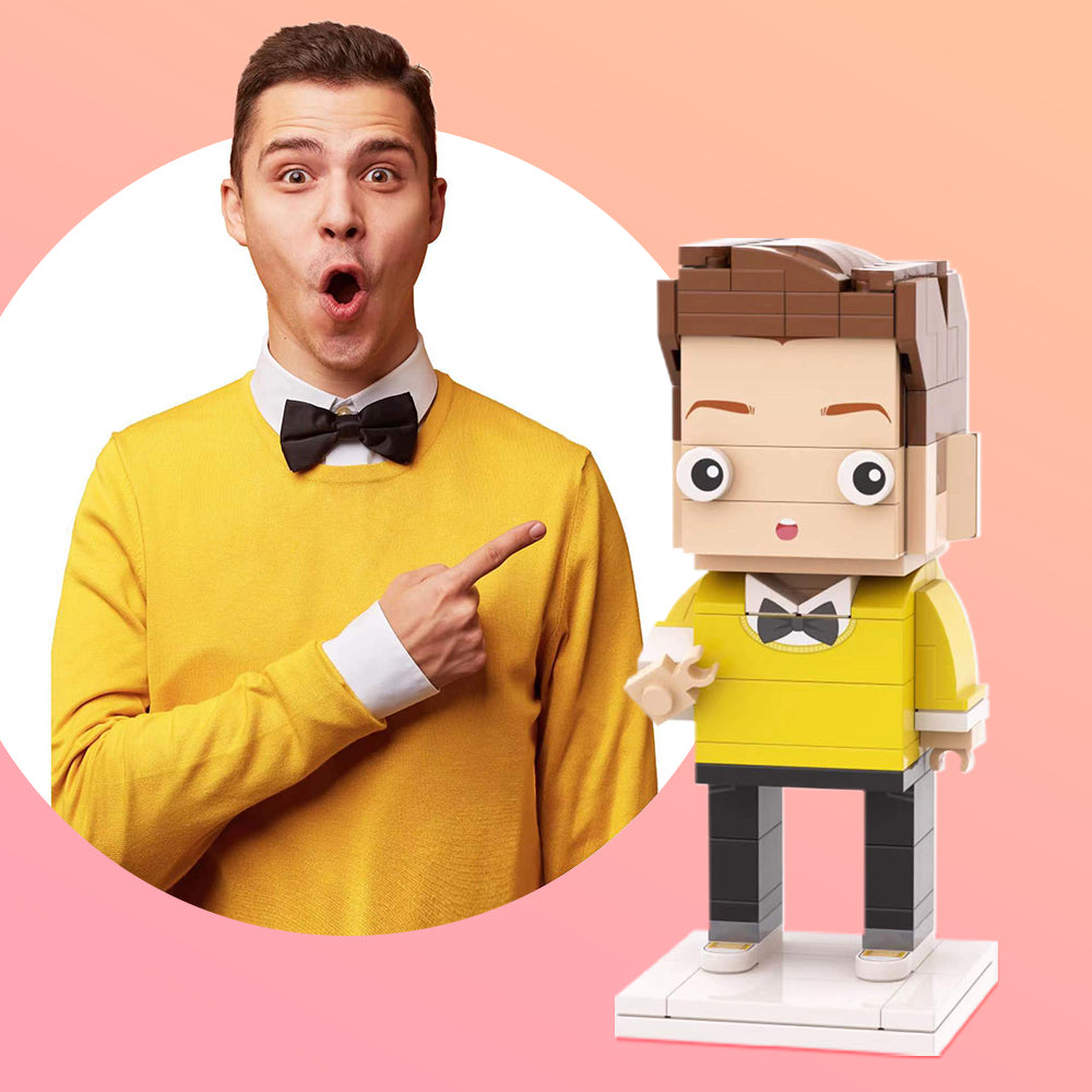 MadeMine personalized photo brick figures, custom birthday gifts for her, featuring full-color customizable brick figures with photos.