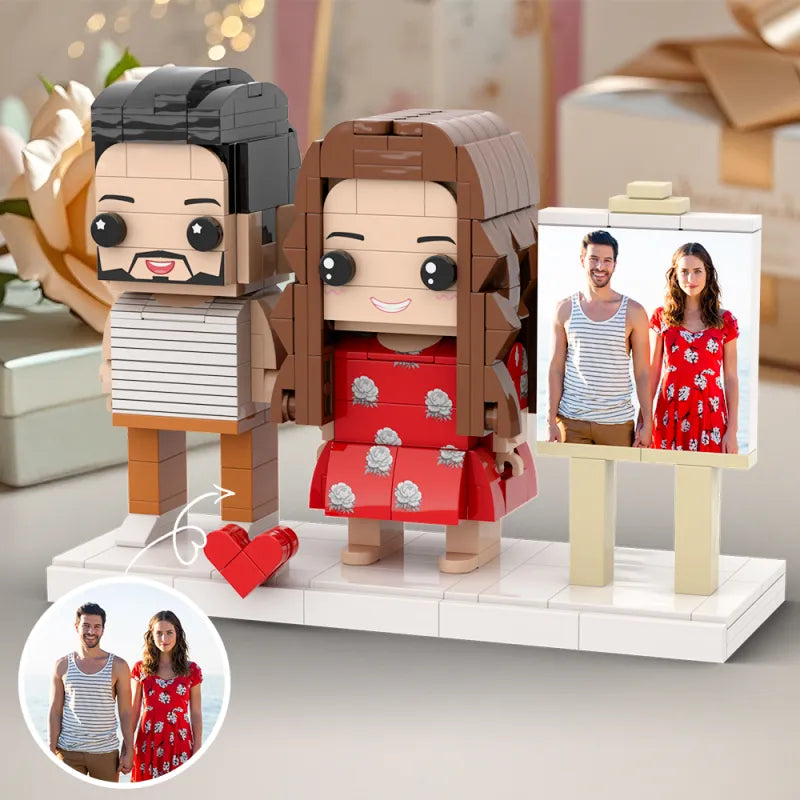 Personalized handmade photo frame built from small bricks