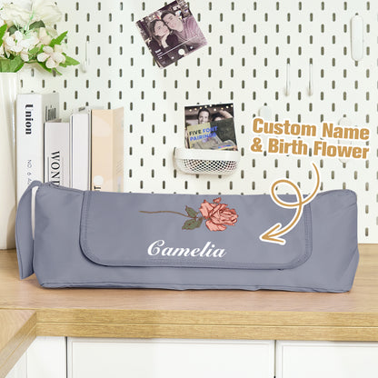 Personalized Birth Flower Heating Rod Storage Bag Waterproof Hairdressing Tool Kit Travel Accessories Gift for Her