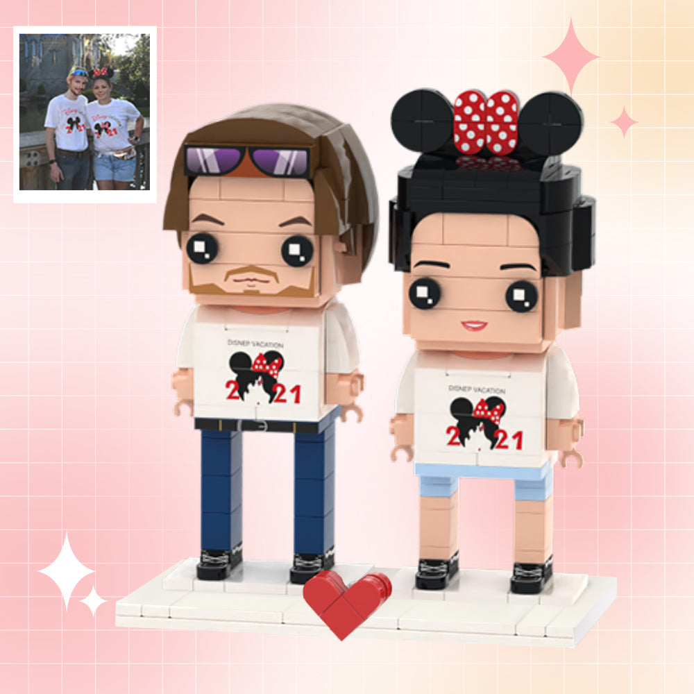 Custom Traveling Couples Brick Figures — Personalized 2-Person Set