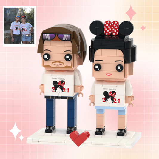 Custom Traveling Couples Brick Figures — Personalized 2-Person Set