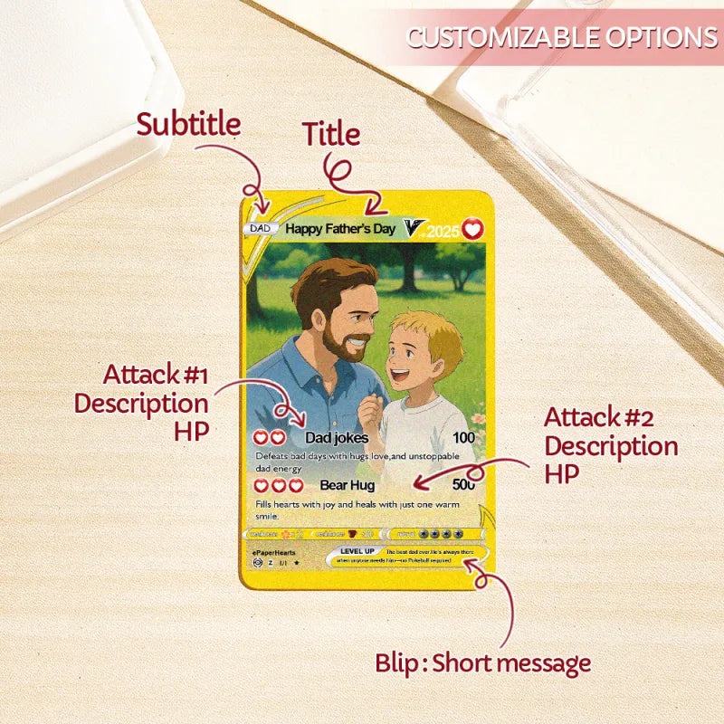 Custom Father's Day poke card by MadeMine featuring a personalized Pokémon-themed gift for dad.