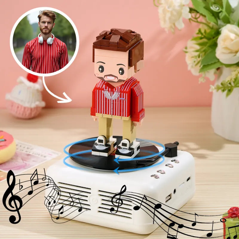 Custom Full-Body Brick Figure – 1 Person with Bluetooth Speaker Base