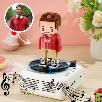 Custom Full-Body Brick Figure – 1 Person with Bluetooth Speaker Base
