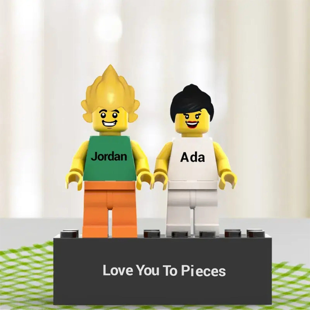 Custom Couple Minifig Personalized Minifig With Engraved Base and Display Box Gift For Lovers On Valentine's Day 