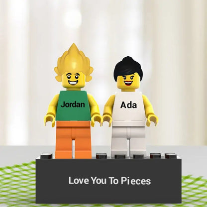Custom Couple Minifig Personalized Minifig With Engraved Base and Display Box Gift For Lovers On Valentine's Day 