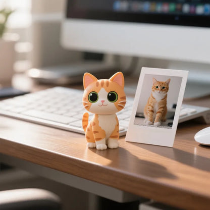Custom 3D mini desk figure from MadeMine, featuring a personalized office figurine made from your photo, displayed on a desk.