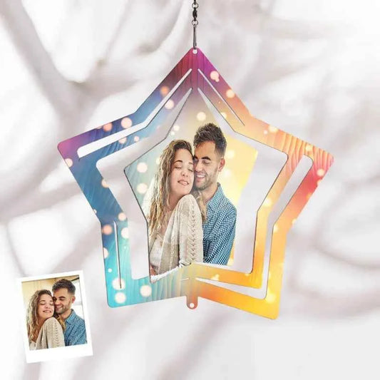 Custom Photo Star Wind Spinner Chime Garden Decoration
