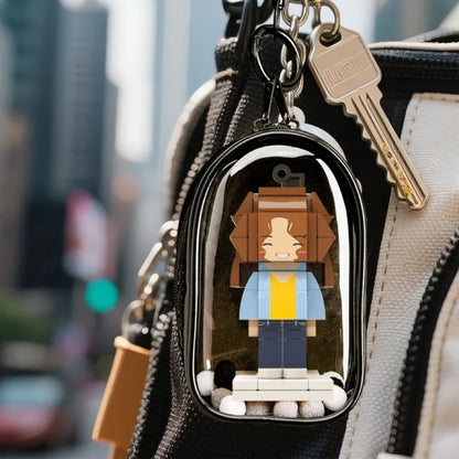Mini Brick Figure Keychain – 1 Person – Engraved Text
