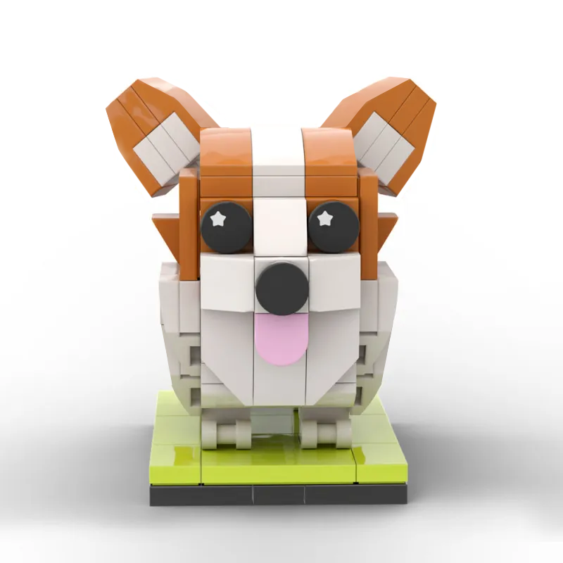 Custom Full-Body Brick Figure – 1 Corgi Dog from Photo