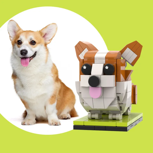 Custom Full-Body Brick Figure – 1 Corgi Dog from Photo