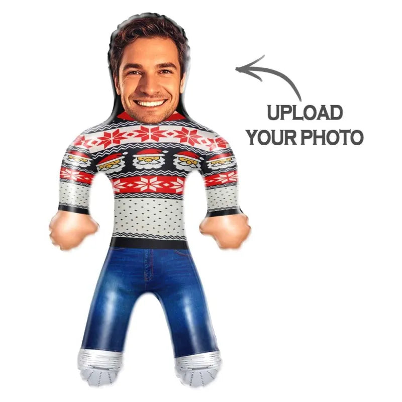 Custom Face Christmas Sweater Blow Up Dolls Funny Inflatable Balloon Custom Air Doll for Party Favors Christmas Gifts
