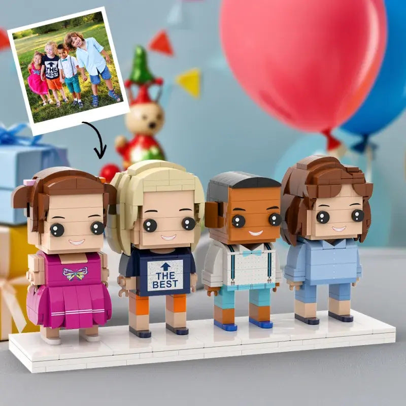 Custom Full-Body Brick Figures for 4 People – Family Gift