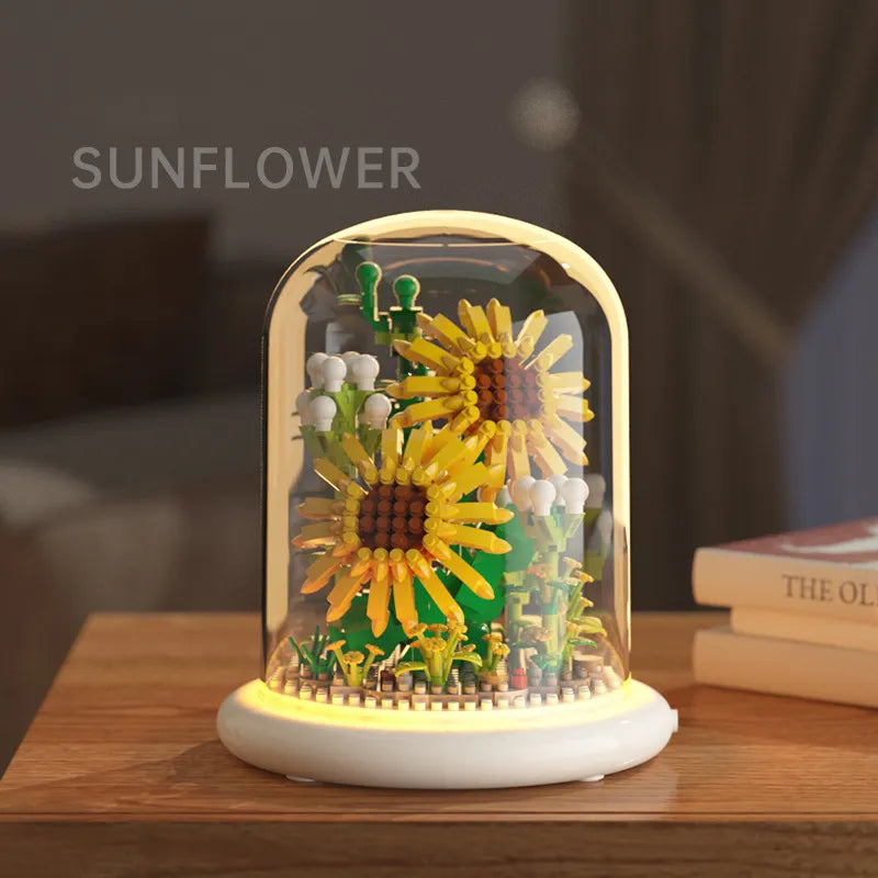 Kapok Flower Bouquets DIY Flower Building Set Perfect Birthday Gift with Dust Cover Valentines Gift