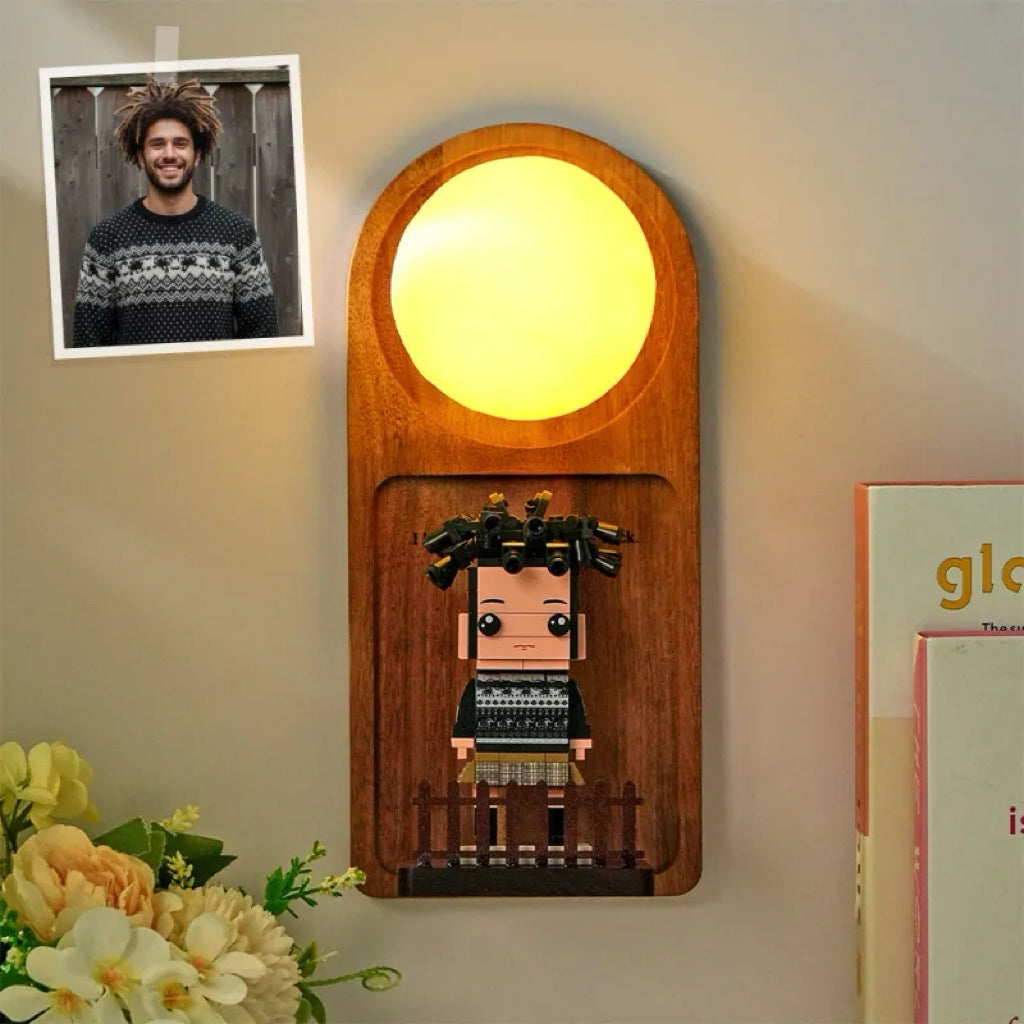Custom Name & Photo Brick Figure Night Light Personalized