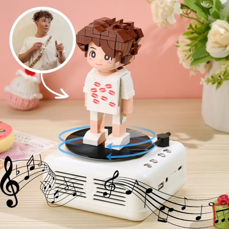 Custom Full-Body Brick Figure – 1 Person with Bluetooth Speaker Base