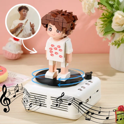 Custom Full-Body Brick Figure – 1 Person with Bluetooth Speaker Base