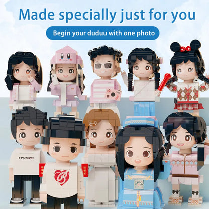 Full Body Customized 2 People Duddu Brick Figures Creative Couple Gifts Valentine's Day Gift Wedding Gift