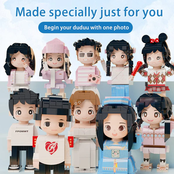 Custom Full-Body Duddu Brick Figures – 2 People