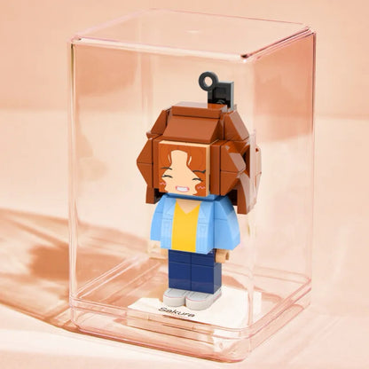 Mini Brick Figure Keychain – 1 Person – Engraved Text