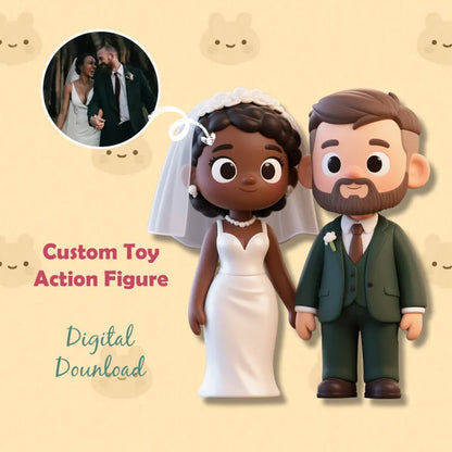 Custom 3D mini desk figure from your photo, made by MadeMine, featuring a personalized office figurine on a desk surface.