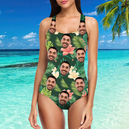 Custom Face Swimwear One Piece Swimsuit Tropical Style 2