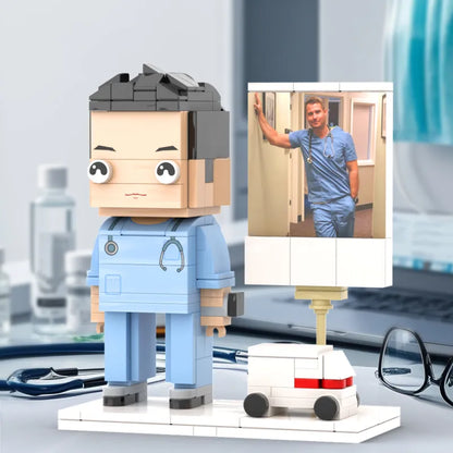 Full Body Customized 1 Person Brick Figures with Photo Doctor Theme Gift Birthday Gift Valentines Gift Father's Day Gift