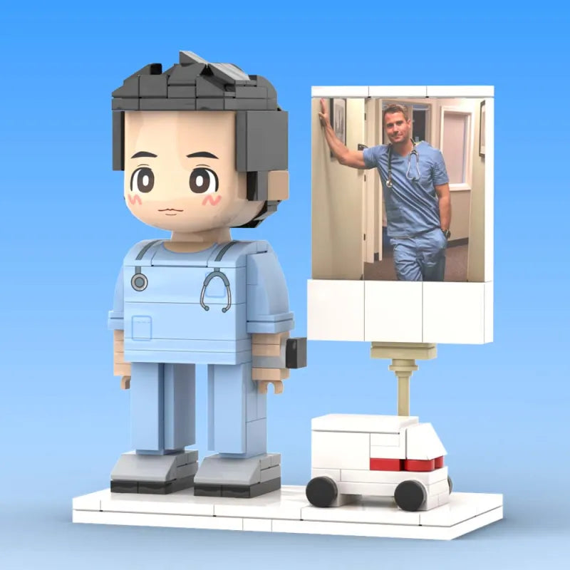 Full Body Customized 1 Person Brick Figures with Photo Doctor Theme Gift Birthday Gift Valentines Gift Father's Day Gift