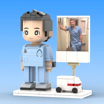 Full Body Customized 1 Person Brick Figures with Photo Doctor Theme Gift Birthday Gift Valentines Gift Father's Day Gift