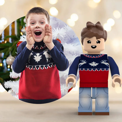 MadeMine full body custom Minifigs personalized photo mini-figs for Christmas gift, featuring detailed mini-fig character designs.