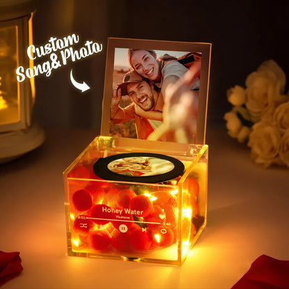 Mini Music Record Player – Custom Photo Acrylic Box with Light