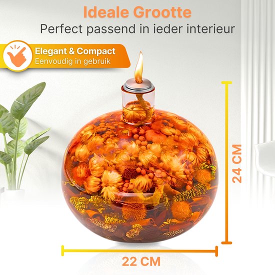 Handmade oil lamp with dried flowers, cozy home decor, scentless design, 50+ hours burn time by Mini Brick Custom