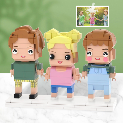 Custom Full-Body Brick Figures for 3 People – Children’s Keepsake Gift
