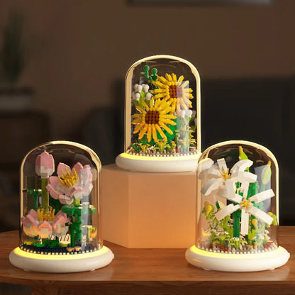 Carnation Bouquets DIY Flower Building Set Perfect Birthday Gift with Dust Cover Valentines Gift