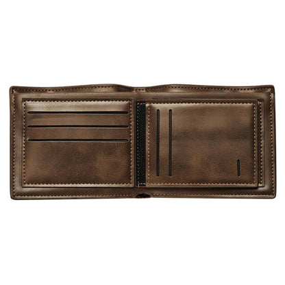 Cartera de cuero PU marrón oscuro personalizada con foto y grabado – Regalo de cumpleaños y Día del Padre