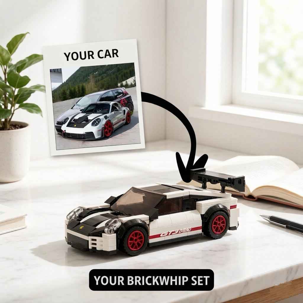 Custom Brick Car Building Set - Handcrafted Sports Car Model, Collectible Gift for Adults