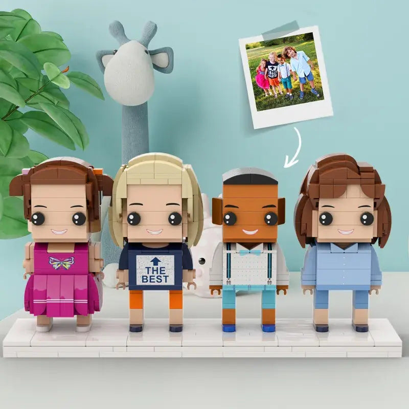 Custom Full-Body Brick Figures for 4 People – Family Gift
