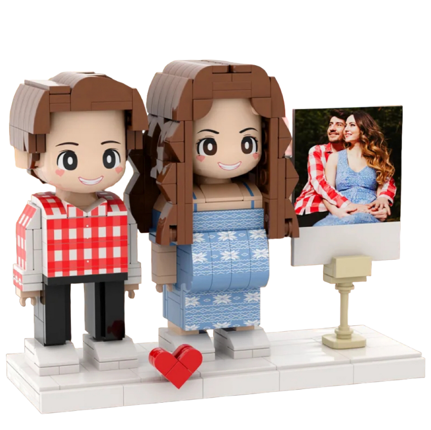Custom Full-Body Duddu Brick Figures – 2 People (Pregnancy Edition)