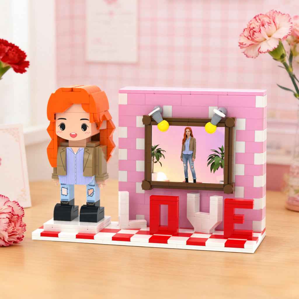 Full Body Custom 1 Person Cute Brick Figure with LOVE Mother's Day Gift