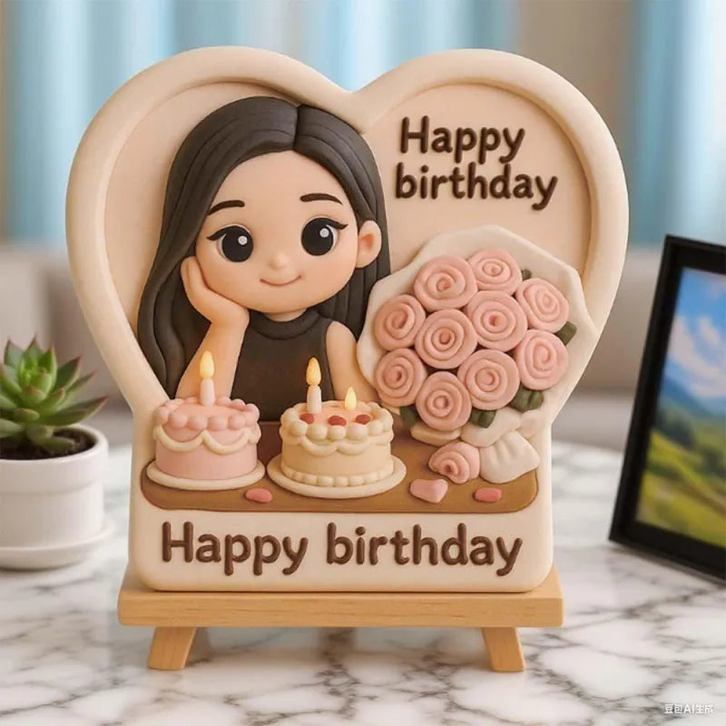 Custom 3D Wedding Figurine with Wooden Holder - Personalized Bride & Groom Gift - Mini Brick Custom
