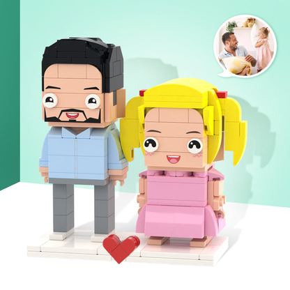 Personalized Full-Body Brick Figures for Dad — Custom 2-Person Set