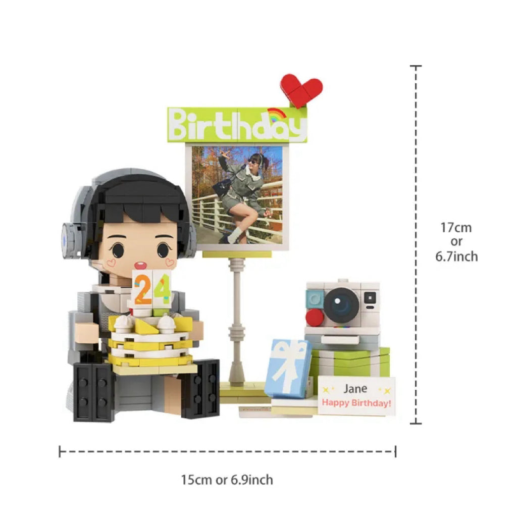 Full-body Custom 1 Person Brick Figures with Photo and Name Best Birthday Gift for Him