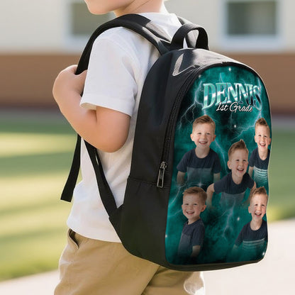 MadeMine custom lightning backpack with personalized photo and name, ideal school bag for back to school.