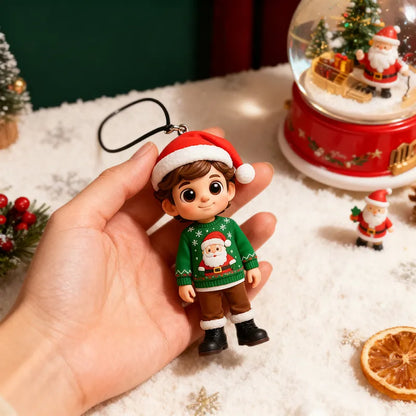 Custom 3D mini figure car hanging ornament by MadeMine, personalized car decoration with a detailed miniature figure.