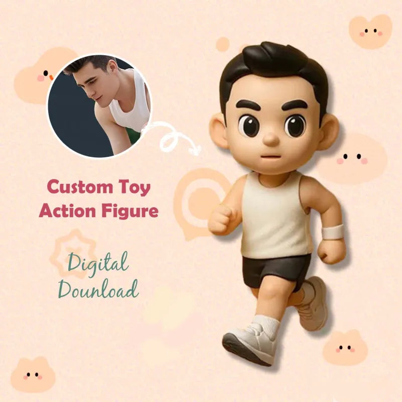 Custom 1-person 3D mini figure from your photo, personalized toy gift by MadeMine, showing a detailed small figurine on a plain background.